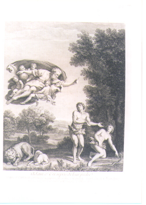 ADAMO ED EVA RIMPROVERATI DA DIO (stampa) di Zampieri Domenico detto Domenichino, Tardieu Nicolas Henri (sec. XVIII)