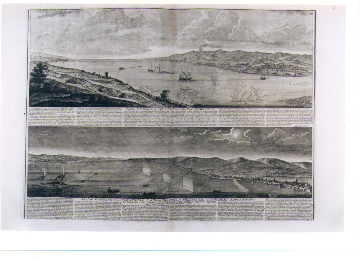 DUE VEDUTE DEL CANALE DI MESSINA (stampa) di Fortuyn Willem (attribuito) (sec. XVIII)