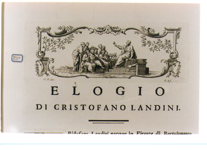 SIMPOSIO DI PLATONE (stampa) di Zocchi Giuseppe, Allegrini Francesco (sec. XVIII)