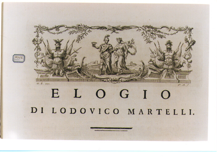 ALLEGORIA DELLA PACE E DELLA GUERRA (stampa) di Zocchi Giuseppe, Allegrini Francesco (sec. XVIII)