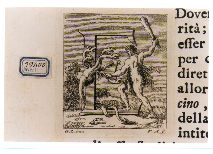 CAPOLETTERA E CON ERCOLE E L'IDRA DI LERNA (stampa) di Zocchi Giuseppe, Allegrini Francesco (sec. XVIII)