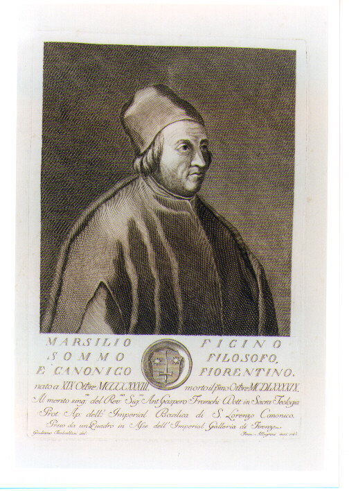 RITRATTO DI MARSILIO FICINO (stampa) di Allegrini Francesco, Traballesi Giuliano (sec. XVIII)