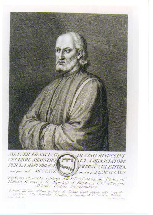 RITRATTO DI FRANCESCO RINUCCINI (stampa) di Gaddi Taddeo, Faucci Carlo, Zocchi Giuseppe (sec. XVIII)