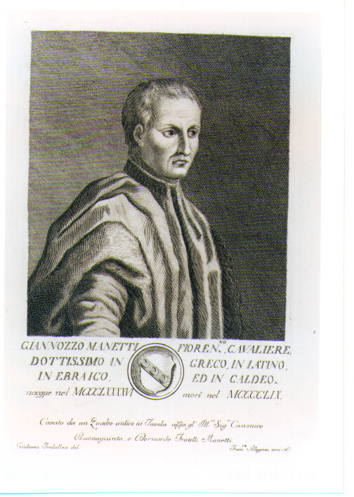 RITRATTO DI GIANNOZZO MANETTI (stampa) di Allegrini Francesco, Traballesi Giuliano (sec. XVIII)