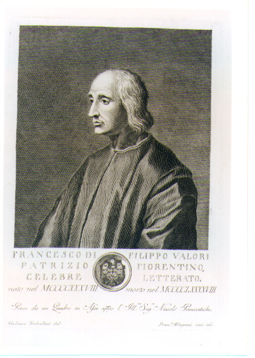 RITRATTO DI FRANCESCO VALORI (stampa) di Allegrini Francesco, Traballesi Giuliano (sec. XVIII)