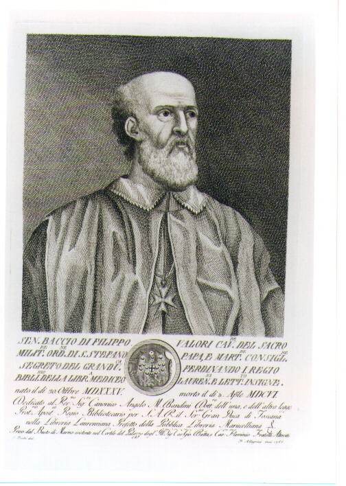 RITRATTO DI BACCIO VALORI (stampa) di Allegrini Francesco, Zocchi Giuseppe (sec. XVIII)