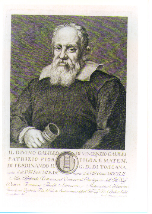 RITRATTO DI GALILEO GALILEI (stampa) di Sustermans Justus, Allegrini Francesco, Zocchi Giuseppe (sec. XVIII)