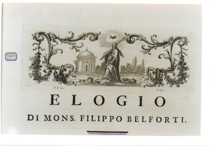 ALLEGORIA DELLA RELIGIONE (stampa) di Zocchi Giuseppe, Allegrini Francesco (sec. XVIII)