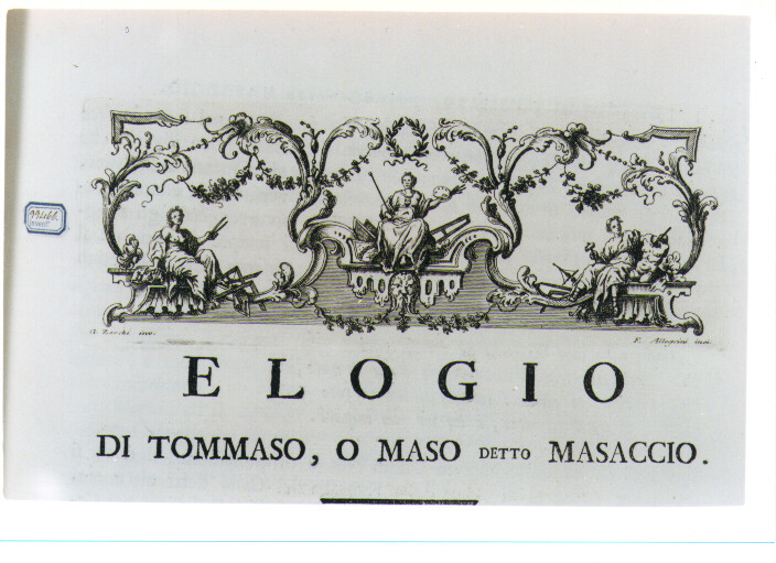 ALLEGORIA DELLA PITTURA, DELL'ARCHITETTURA E DELLA SCULTURA (stampa) di Zocchi Giuseppe, Allegrini Francesco (sec. XVIII)