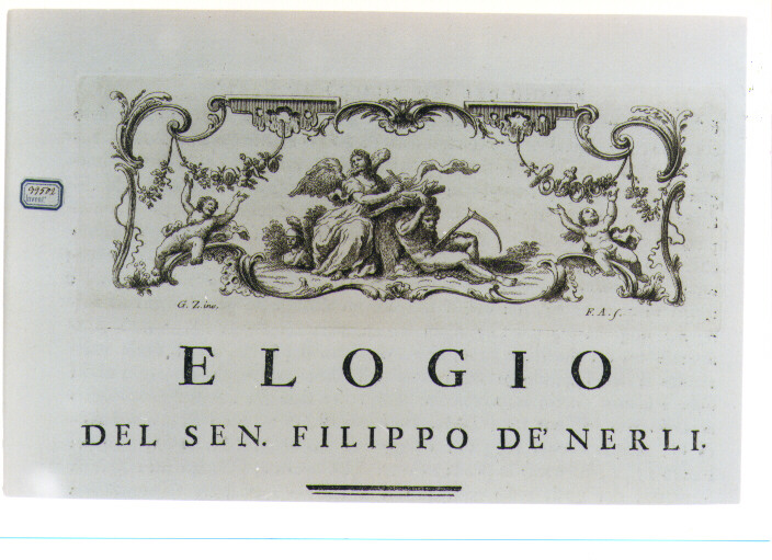 ALLEGORIA DELLA STORIOGRAFIA (stampa) di Zocchi Giuseppe, Allegrini Francesco (sec. XVIII)