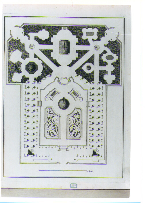 PIANTA TOPOGRAFICA DI GIARDINO (stampa) di Danreiter Franz Anton - AMBITO VIENNESE (sec. XVIII)