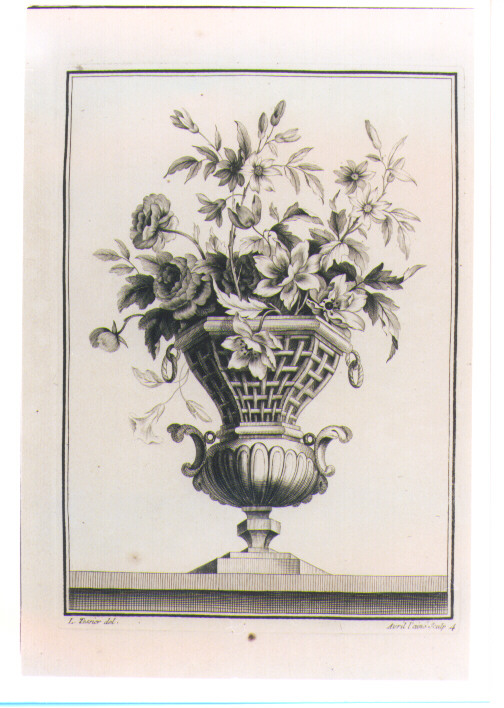 VASO CON FIORI (stampa) di Tessier Louis, Avril Jean Jacques (sec. XVIII)