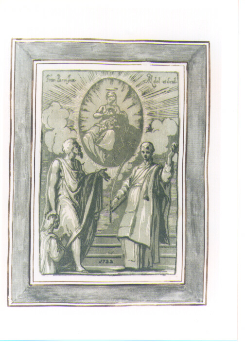 MADONNA CON BAMBINO IN GLORIA CON SANTO STEFANO E ALTRO SANTO (stampa a colori) di Mazzola Francesco detto Parmigianino, Zanetti Anton Maria (sec. XVIII)
