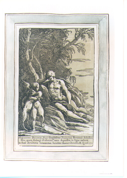 SAN GIOVANNI BATTISTA NEL DESERTO E ANGELO CON AGNELLO (stampa a colori) di Mazzola Francesco detto Parmigianino, Zanetti Anton Maria (sec. XVIII)