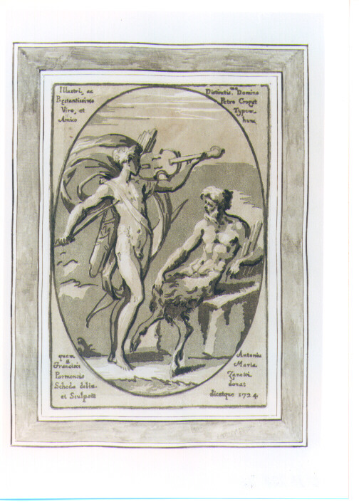 APOLLO E MARSIA (stampa a colori) di Zanetti Anton Maria, Mazzola Francesco detto Parmigianino (sec. XVIII)