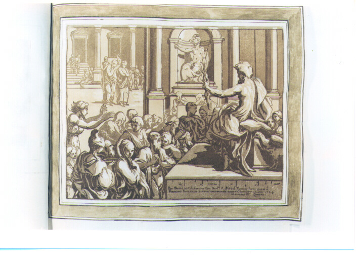 ADORAZIONE DELLA STATUA DI GIOVE (stampa a colori) di Mazzola Francesco detto Parmigianino, Zanetti Anton Maria (sec. XVIII)