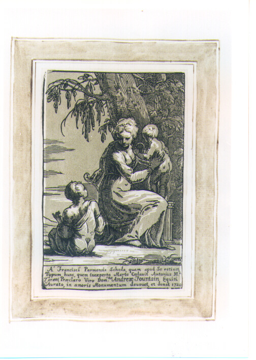 MADONNA CON BAMBINO E SAN GIOVANNINO (stampa a colori) di Mazzola Francesco detto Parmigianino, Zanetti Anton Maria (sec. XVIII)