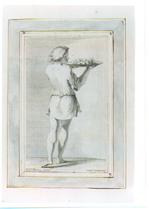 FIGURA DI FANCIULLO CON PIATTO DI FRUTTA (stampa) di Mazzola Francesco detto Parmigianino, Orsolini Carlo (sec. XVIII)