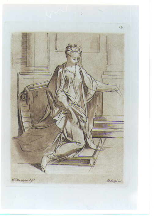 FIGURA FEMMINILE (stampa a colori) di Mazzola Francesco detto Parmigianino, Bossi Benigno (sec. XVIII)