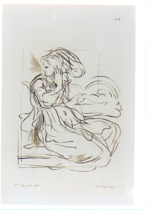 FIGURA FEMMINILE (stampa a colori) di Mazzola Francesco detto Parmigianino, Bossi Benigno (sec. XVIII)