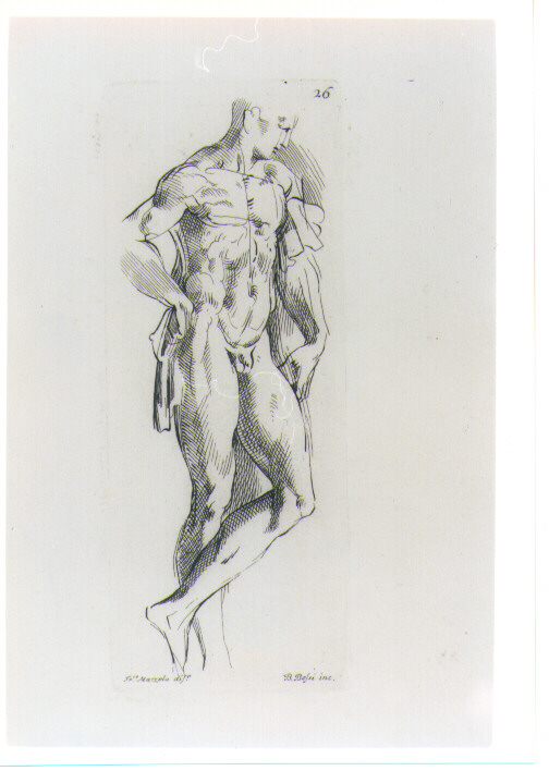 STUDIO DI NUDO MASCHILE (stampa) di Mazzola Francesco detto Parmigianino, Bossi Benigno (sec. XVIII)