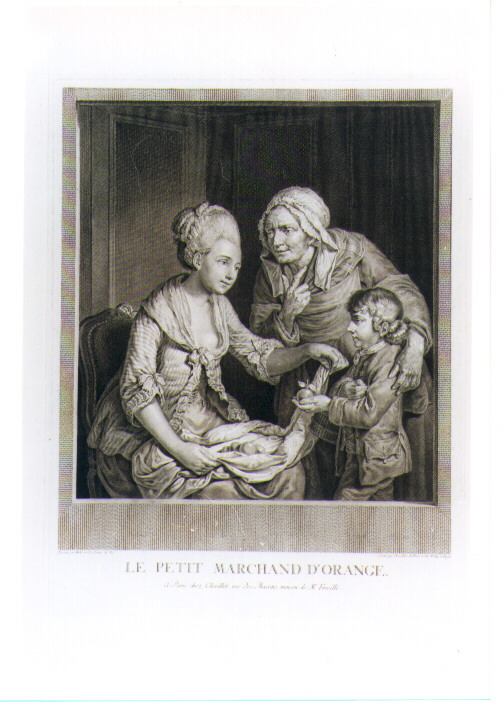 SCENA DI GENERE (stampa controfondata smarginata) di Chevillet Juste, Wille Johann Georg (seconda metà sec. XVIII)
