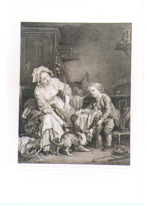 SCENA DI GENERE (stampa) di Greuze Jean Baptiste, Maleuvre Pierre, Le Bas Jacques Philippe (sec. XVIII)