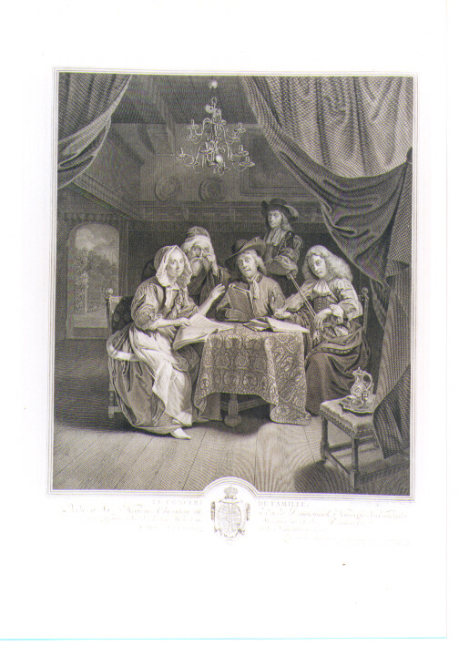 CONCERTO IN FAMIGLIA (stampa) di Schalcken Godfried, Wille Johann Georg (sec. XVIII)