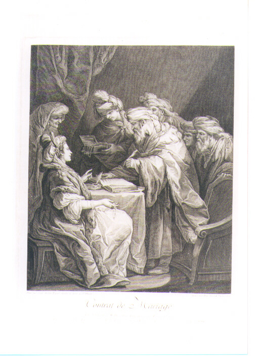 CONTRATTO DI MATRIMONIO (stampa) di Van Loo Charles-Andrè detto Carle, Lépicié Renée Elisabeth (sec. XVIII)