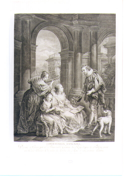SCENA GALANTE (stampa) di Van Loo Charles-Andrè detto Carle, Beauvarlet Jacques Firmin (sec. XVIII)