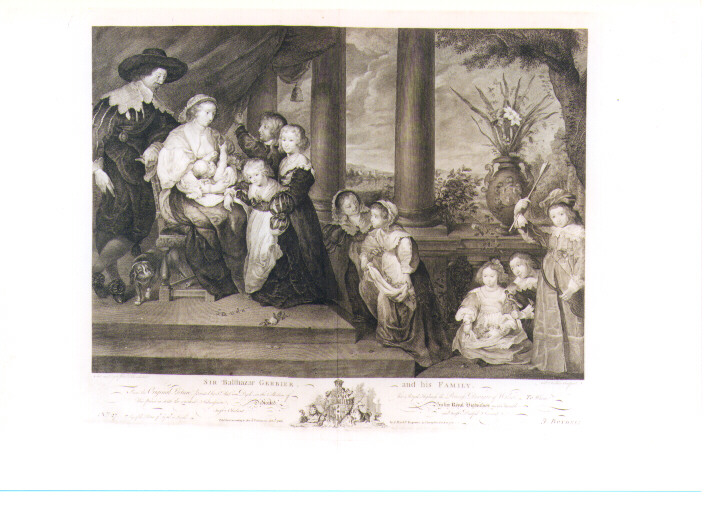 RITRATTO DI BALTHAZAR GERBIER E DELLA SUA FAMIGLIA (stampa controfondata) di Van Dyck Anton, Walker William I, Edwards Edward (sec. XVIII)