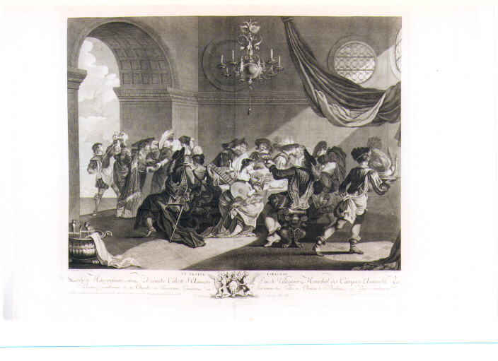BANCHETTO (stampa controfondata) di Steevens Anton, Lempereur Louis Simon (seconda metà sec. XVIII)