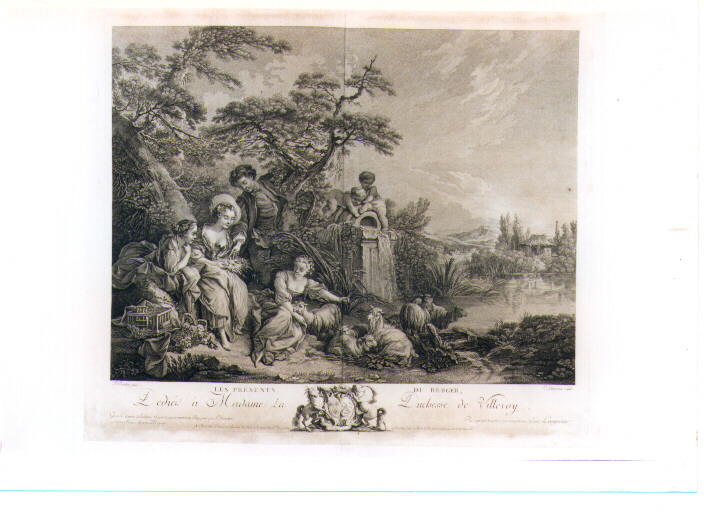 SCENA GALANTE (stampa controfondata) di Boucher Francois, Lempereur Louis Simon (seconda metà sec. XVIII)