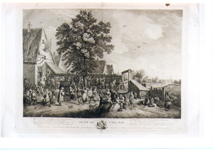 FESTA DEL VILLAGGIO (stampa controfondata) di Teniers David il Giovane, Le Bas Jacques Philippe (seconda metà sec. XVIII)