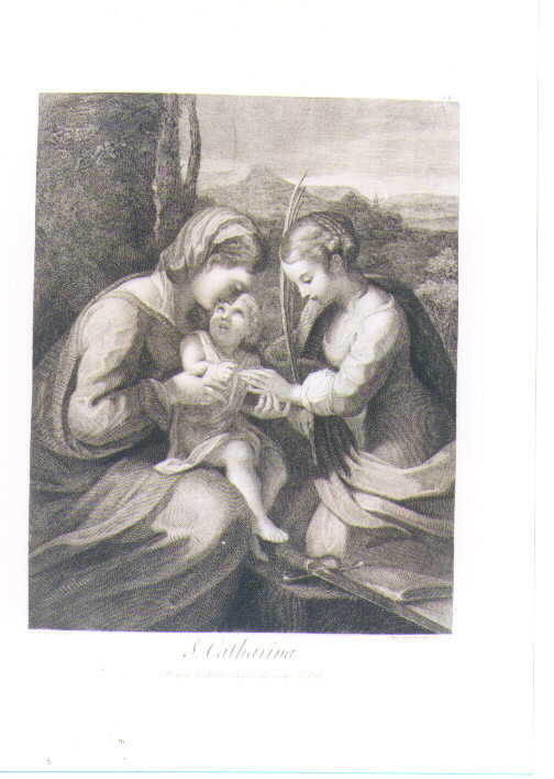 MATRIMONIO MISTICO DI SANTA CATERINA D'ALESSANDRIA (stampa) di Allegri Antonio detto Correggio, Capellan Antonio (sec. XVIII)