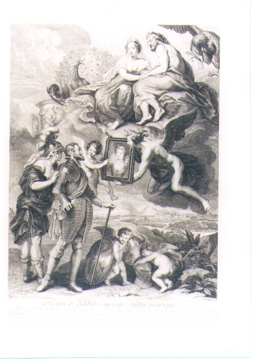 ENRICO IV RE DI FRANCIA DECIDE IL SUO FUTURO MATRIMONIO (stampa) di Rubens Pieter Paul, Audran Jean, Nattier Jean Marc (sec. XVIII)