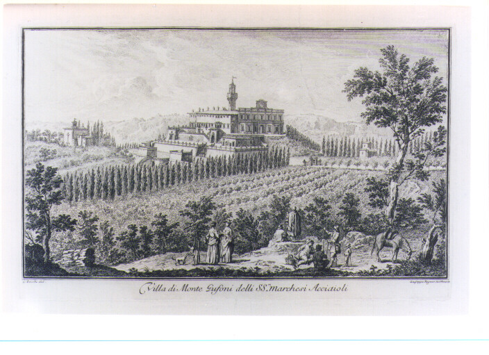 VEDUTA DELLA VILLA DI MONTE GUFONI (stampa) di Wagner Joseph, Zocchi Giuseppe (sec. XVIII)