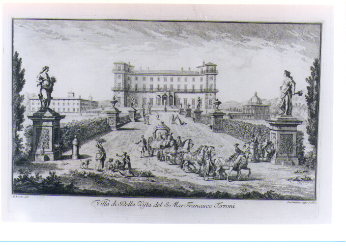 VEDUTA DELLA VILLA DI BELLA VISTA (stampa) di Zocchi Giuseppe, Duflos Philothee François (sec. XVIII)