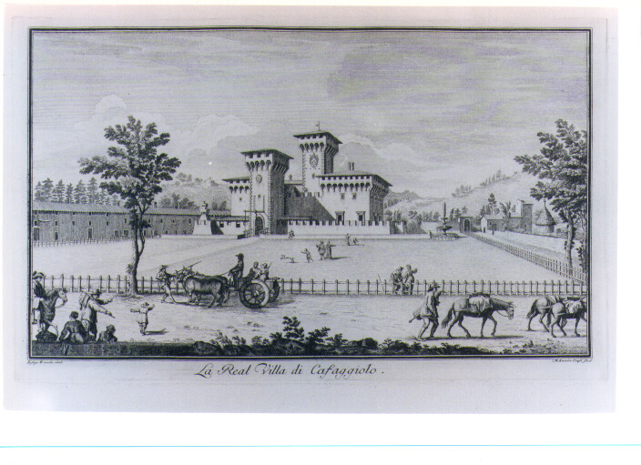 VEDUTA DELLA VILLA DI CAFAGGIOLO (stampa) di Corsi Marcantonio, Zocchi Giuseppe (sec. XVIII)