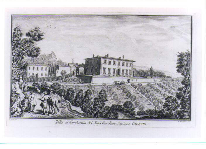 VEDUTA DELLA VILLA DI GAMBERAIA (stampa) di Franceschini Vincenzo, Zocchi Giuseppe (sec. XVIII)