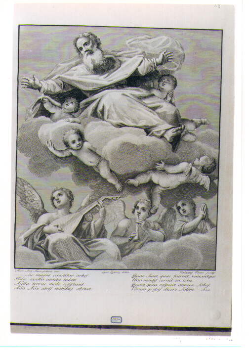 DIO PADRE TRA ANGELI (stampa) di Franceschini Marcantonio, Vanni Violanta, Lorenzi Lorenzo (sec. XVIII)