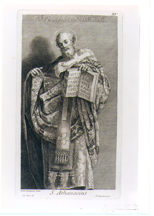SANT'ATTANASIO (stampa) di Zampieri Domenico detto Domenichino, Bartolozzi Francesco, Vanni Niccolò (sec. XVIII)