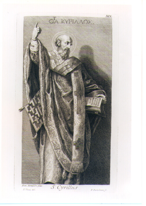 SAN CIRILLO (stampa) di Zampieri Domenico detto Domenichino, Bartolozzi Francesco, Vanni Niccolò (sec. XVIII)