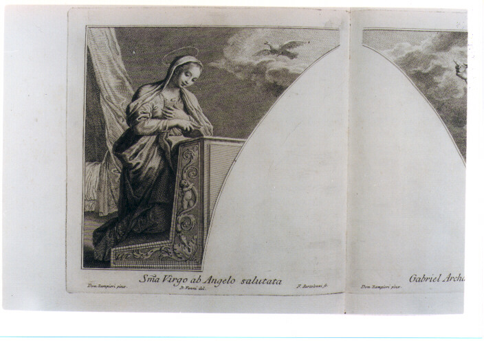 MADONNA ANNUNCIATA (stampa) di Zampieri Domenico detto Domenichino, Bartolozzi Francesco, Vanni Niccolò (sec. XVIII)