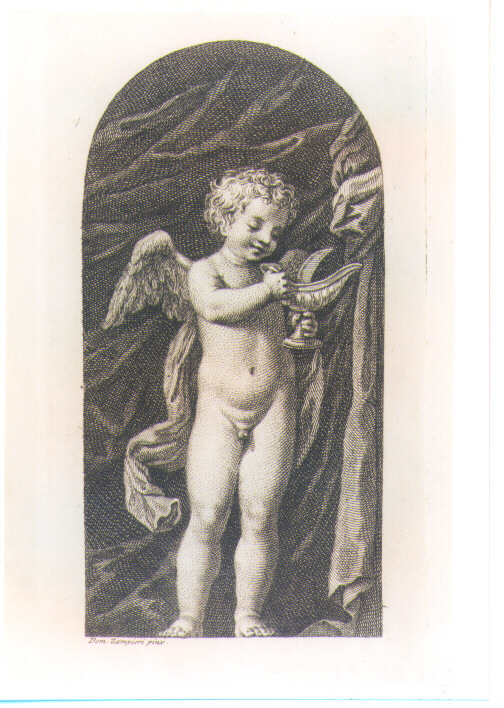 ANGIOLETTO CON NAVICELLA (stampa) di Zampieri Domenico detto Domenichino - ambito romano (sec. XVIII)
