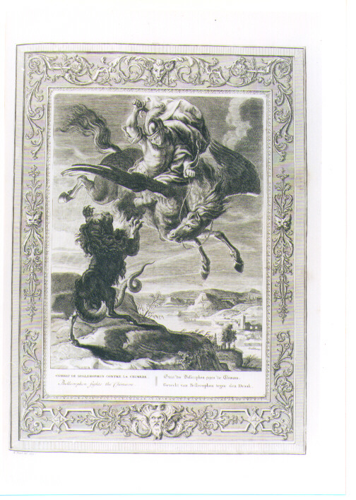 BELLEROFONTE UCCIDE LA CHIMERA (stampa) di Picart Bernard (CERCHIA) (sec. XVIII)
