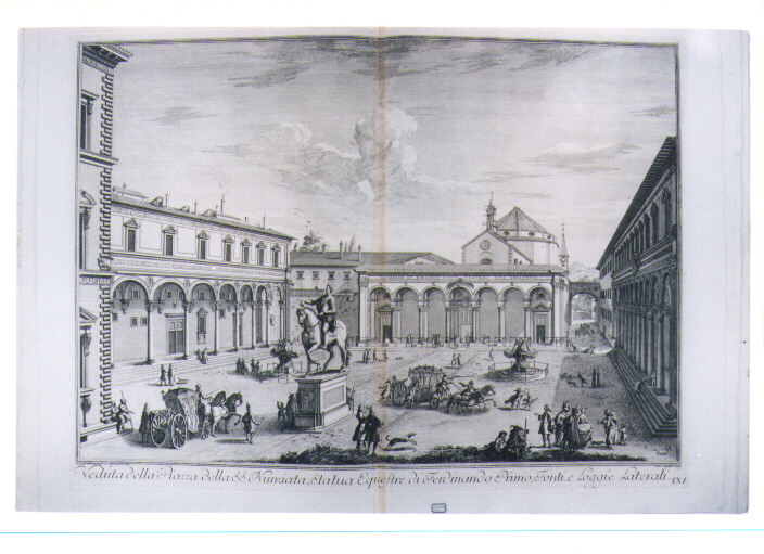 VEDUTA DELLA PIAZZA DELLA SANTISSIMA ANNUNZIATA (stampa) di Sgrilli Bernardo Sansone, Zocchi Giuseppe (sec. XVIII)