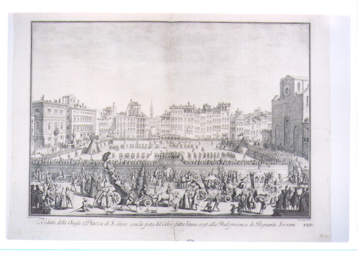 VEDUTA DI PIAZZA SANTA CROCE CON LA FESTA DEL CALCIO (stampa) di Gregori Carlo, Zocchi Giuseppe (sec. XVIII)