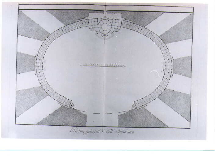 PIANTA DELL'ANFITEATRO DI PARMA (stampa) di Petitot Ennemond Alexandre, Patrini Giuseppe (sec. XVIII)