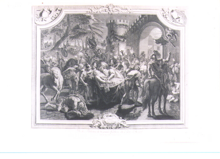 MORTE DI PALLADE (stampa) di Coypel Antoine, Desplaces Louis (sec. XVIII)